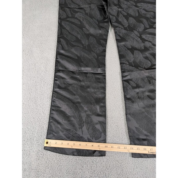 Black Scale Pants Mens Size 36 Black Floral Geometric Leaves Streetwear New - Picture 6 of 10